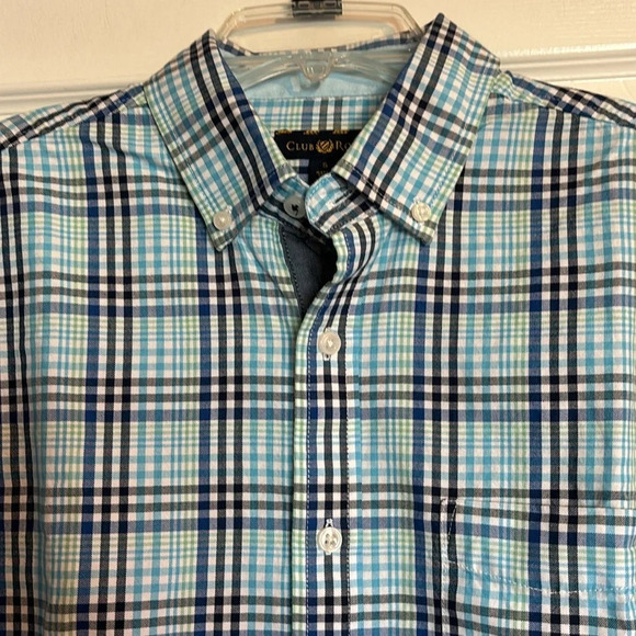 Club Room men’s blue plaid long sleeve button down shirt size small - Picture 2 of 8